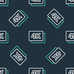 Line 4k Ultra HD icon isolated seamless pattern on black background. Vector