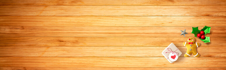 Small Christmas ornaments - overhead view flat lay