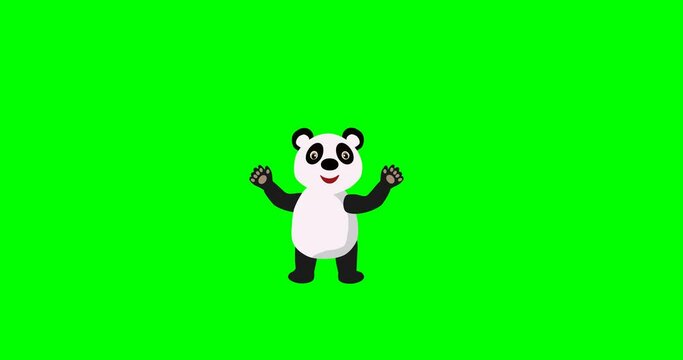 Waving hands cheerfull cartoon panda, loop animation 2d