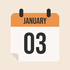 January month calendar icon. Date and time, day. 