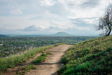 Beautiful landscape of mountains and city of Pyatigorsk