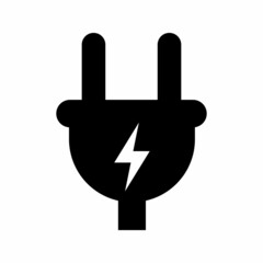 Electric plug icon isolated on white background. Vector image silhouette.