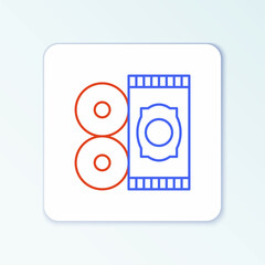 Line Traditional carpet culture ramadan arabic islamic celebration icon isolated on white background. Colorful outline concept. Vector