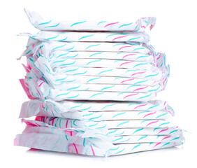 Sanitary napkin menstrual pad on white background isolation