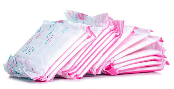 Sanitary napkin menstrual pad on white background isolation