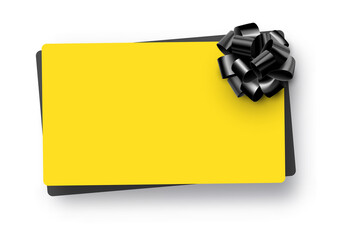 Empty card, coupon, cartificate template with black bow.