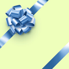 Blue foil ribbon with beautiful bow.