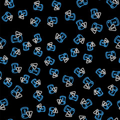 Line Drop in crude oil price icon isolated seamless pattern on black background. Oil industry crisis concept. Vector