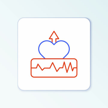 Line Heartbeat increase icon isolated on white background. Increased heart rate. Colorful outline concept. Vector