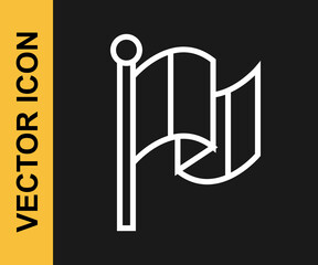 White line Flag Italy icon isolated on black background. Vector