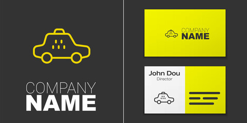Logotype line Taxi car icon isolated on grey background. Logo design template element. Vector