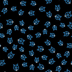 Line Lucky wheel icon isolated seamless pattern on black background. Vector
