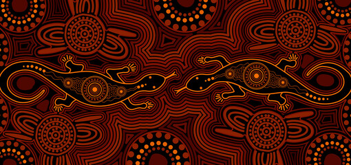 Goanna aboriginal art illustration