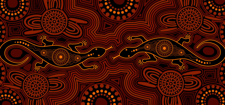 Goanna aboriginal art illustration