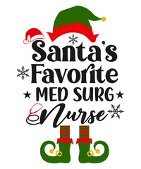 Fototapeta na wymiar Santa's Favorite Med Surg Nurse