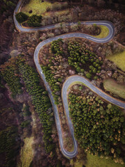 Aerial view curvy road