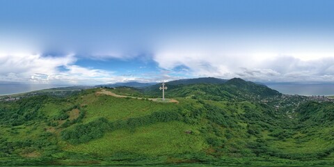 360 panorama cross on the mountain