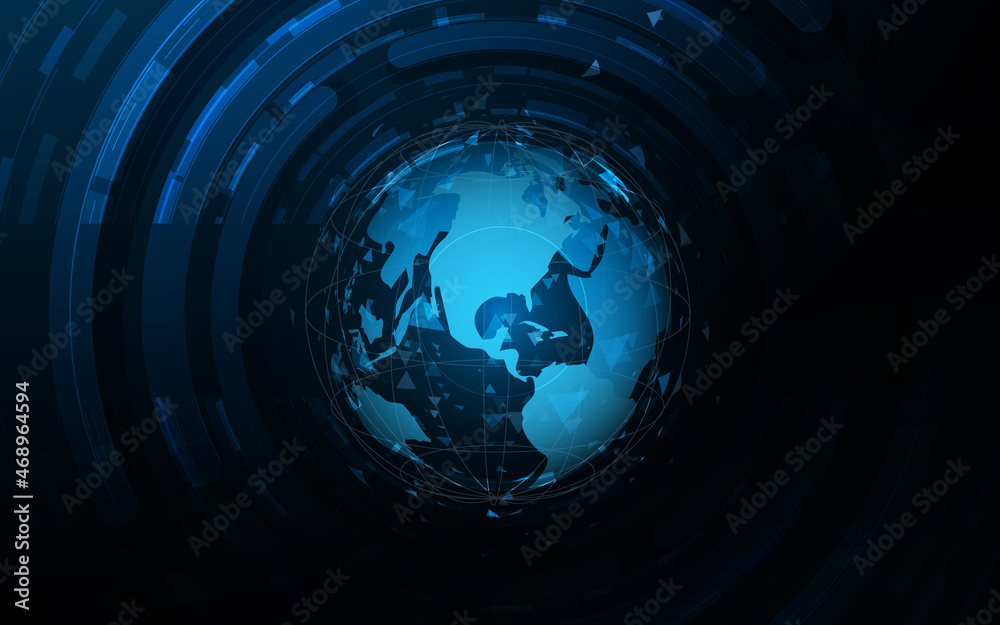 Aufkleber Abstract Global network connection. Futuristic technology digital hi tech concept background. Vector illustration