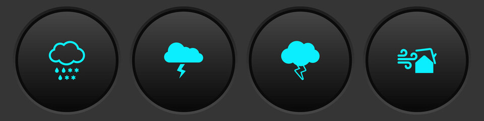 Set Cloud with snow and rain, Storm, and Tornado swirl icon. Vector