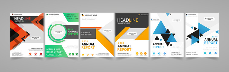 Set of flyer design. Can be used for magazine cover, business mockup, education, presentation, annual report . Vector eps 10