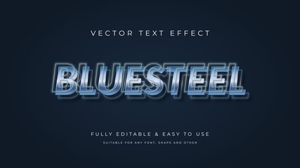 Vector text effect fully editable blue steel style
