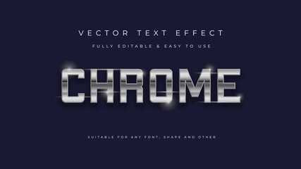 Vector text effect fully editable chrome style