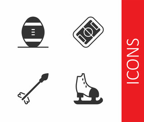 Fototapeta premium Set Skates, American Football ball, Medieval arrows and field icon. Vector