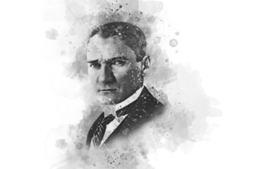 portrait of a man with a Atatürk - obrazy, fototapety, plakaty
