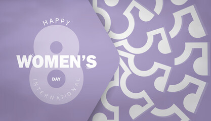Obraz premium Brochure 8 march international womens day purple color with vintage white pattern