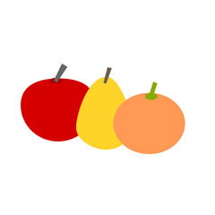 Fruits - apple, pear, orange. The design is suitable for those diet, vitamins.