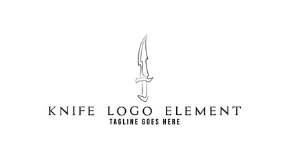 Knife logo design inspiration template. Line art vector knife weapon illustration design logo element. Knife logo for gaming or e sport brand identity. Weapon icon vector design.