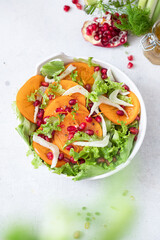 Persimmon salad with shaved Fennel and pomegranate