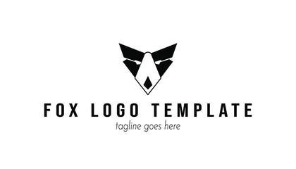 Fox logo inspiration design element. Fox vector illustration black and white logo for gaming or e sports company. Brand identity animal logo design.