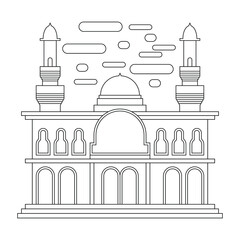 A coloring page mosque for kid