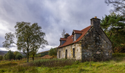 an ancient ruin located on a lonely single track road near kinlochewe in the torridon region of north west highlands of scotland during autumn