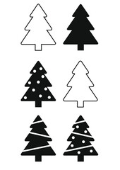 Fototapeta premium Christmas tree simple vector icons multipack