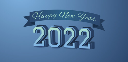 3D Lettering Happy New Year 2022 vector.