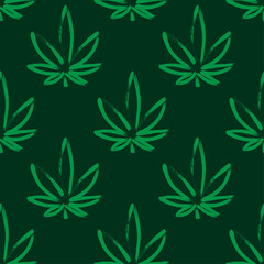 Fototapeta na wymiar Decorative cannabis pattern for the background, tile and textiles..It is assembled from modular parts. Vector. Seamless.