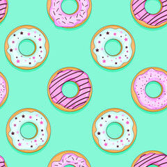 Seamless pattern with donuts. Textile print pattern