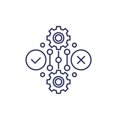 positive and negative line icon with gears
