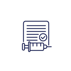 vaccination certificate or card line icon