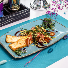 Dish served on the table