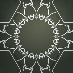 Congratulatory Brochure in dark green color with abstract white ornament prepared for typography.