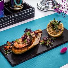 Dish served on the table