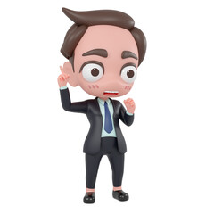 Businessman Cartoon SD Model 3D render Character. 3d rendering. image clipping paht