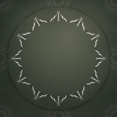 Congratulatory Brochure in dark green color with mandala white ornament for your congratulations.