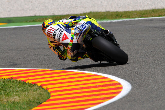 Mugello - Italy, June 5 2010: Italian Yamaha rider Valentino Rossi on practice session at 2010 MotoGP GP of Italy