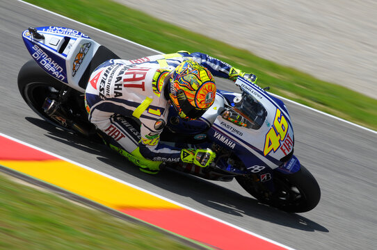 Mugello - Italy, June 5 2010: Italian Yamaha rider Valentino Rossi on practice session at 2010 MotoGP GP of Italy