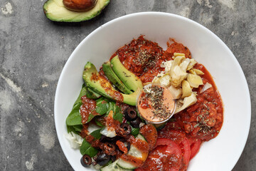 Indian fresh vegetarian salad top view