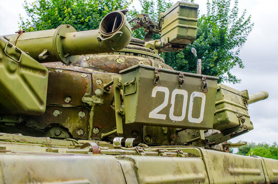 Old Soviet Khaki Tank In The Open Air